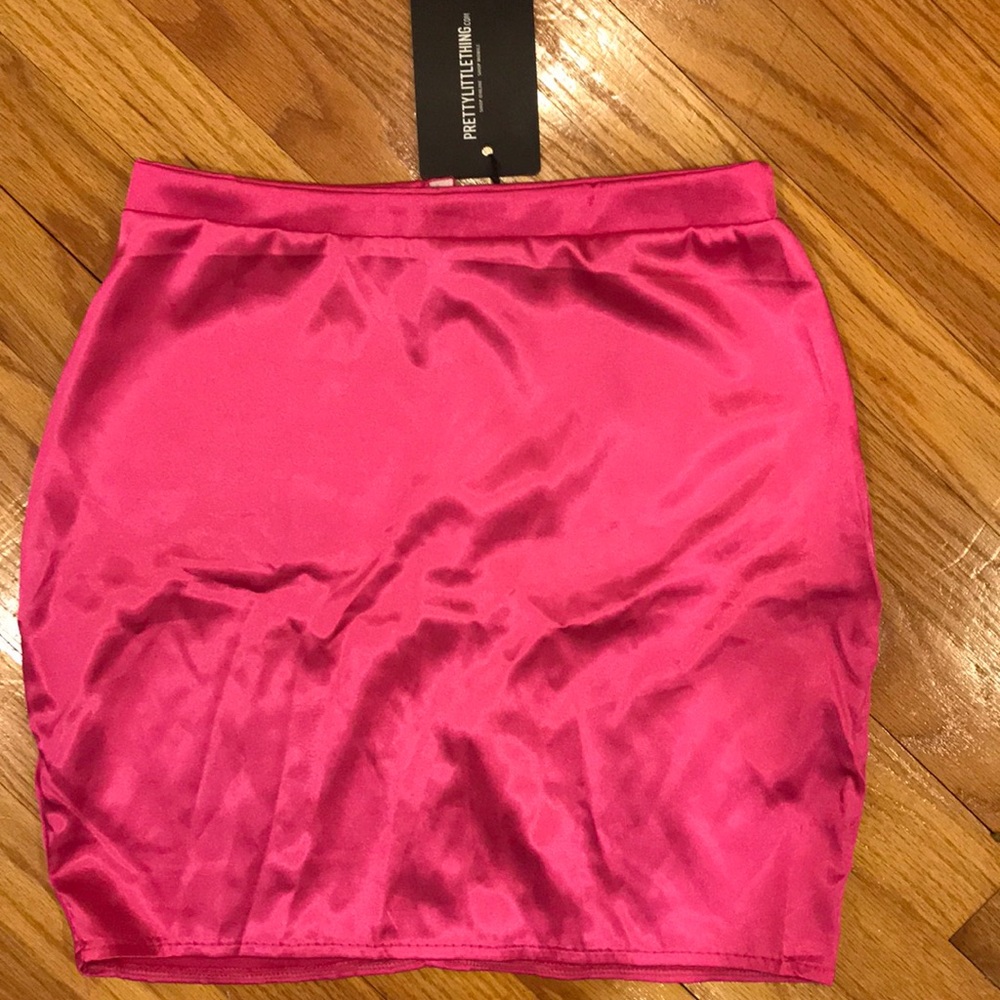 Pink Satin High Waisted Mini Skirt